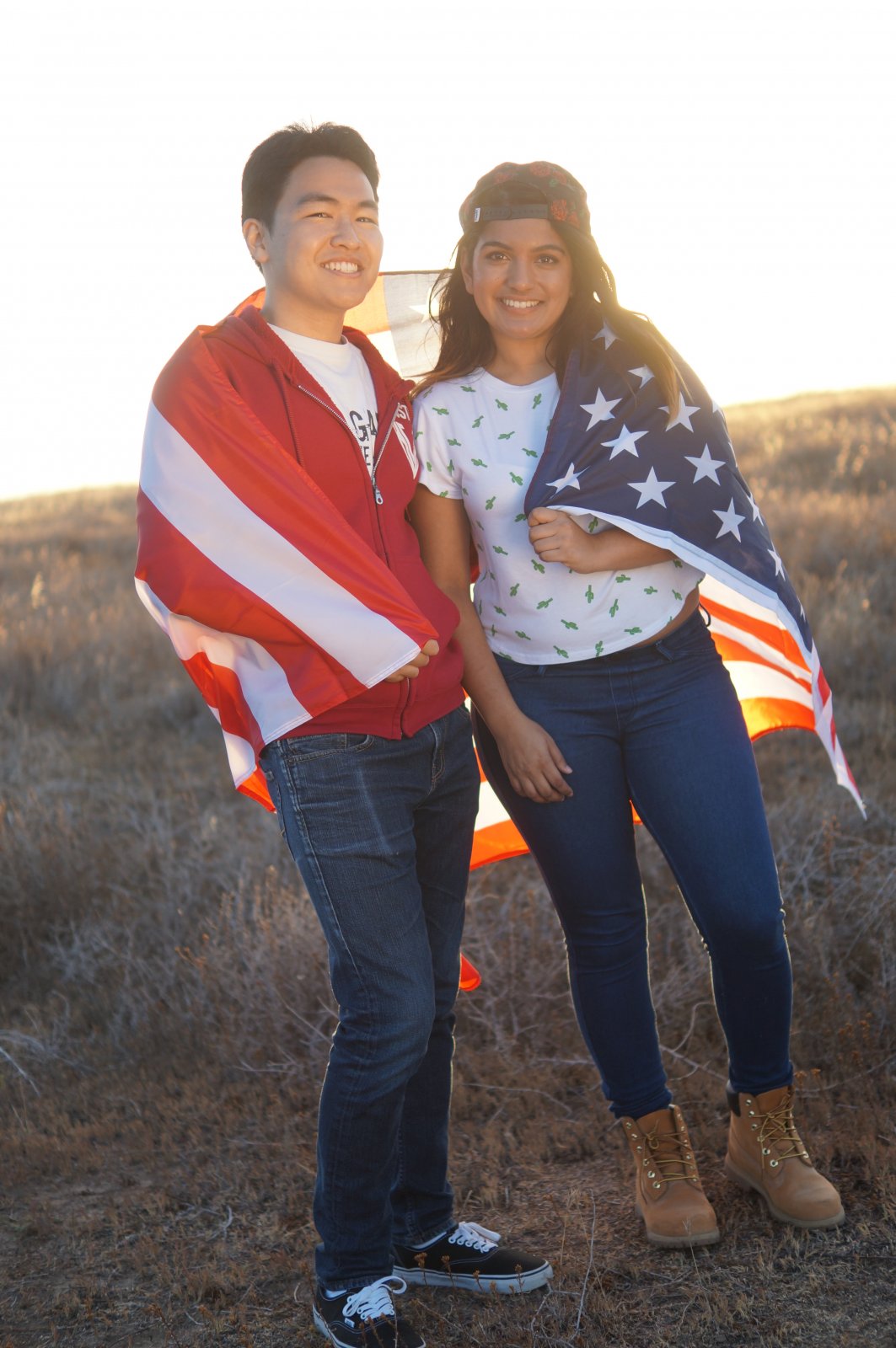 Standing with U.S. Flag